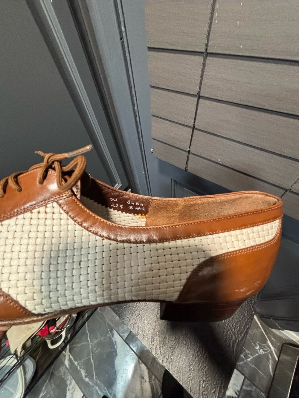 Salvatore Ferragamo Tan and Cream Leather Lace-Up Flats - Picture 9 of 9